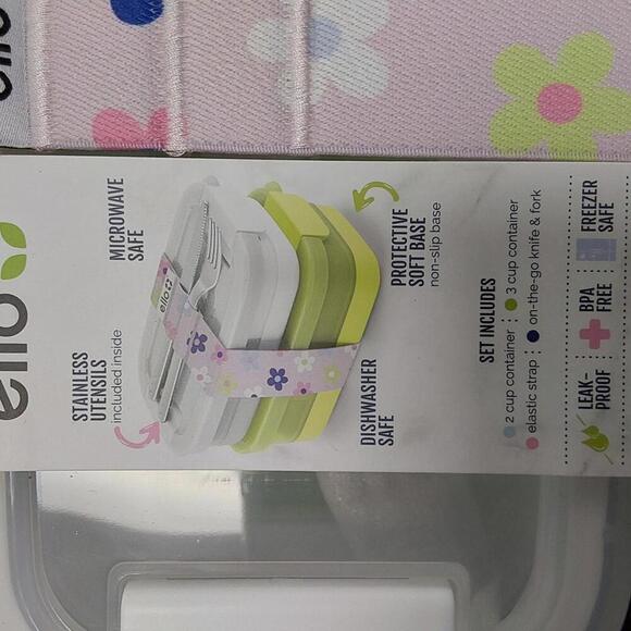 Ello 2pk Plastic Lunch Stack Food Storage Container | Yellow/White - Picture 3 of 7